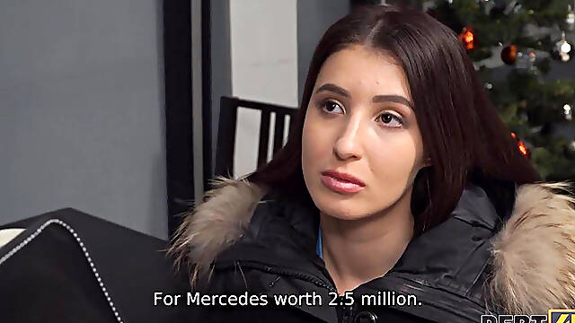 DEBT4k. Busty belle spreads legs for collector to pay off her penalty