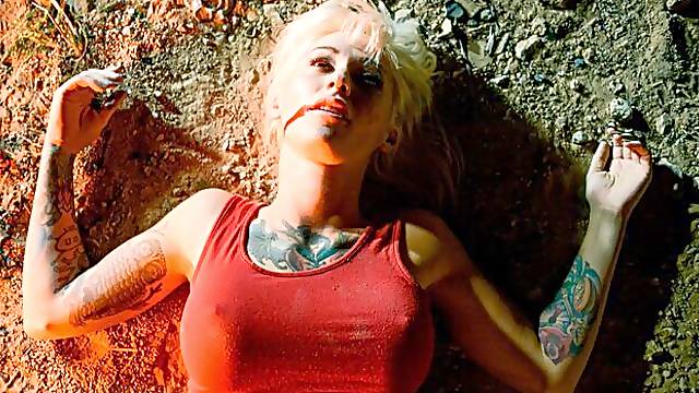 Blonde babe with tattoos Kleio Valentien fucked in the doggy style