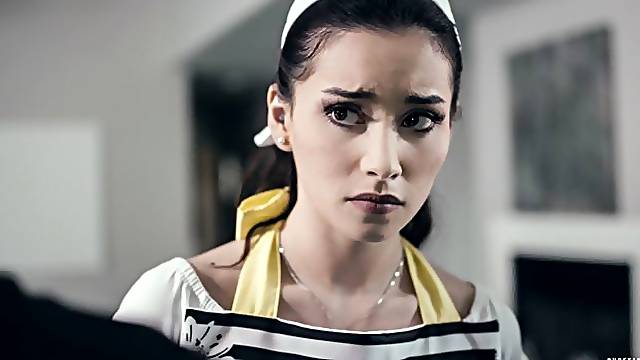 Sensual brunette babe Aria Lee opens her hole for a big boner