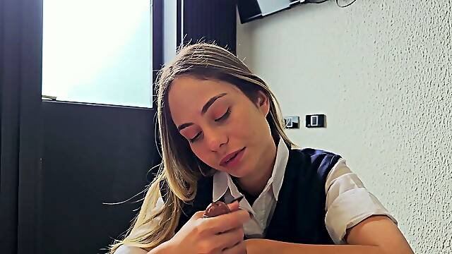 Uniformed student is fucked by stepfather after arriving