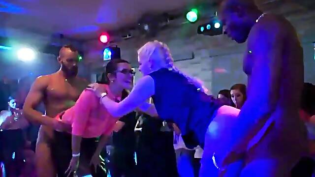 Luscious babes pounded by hung studs in wild sex party