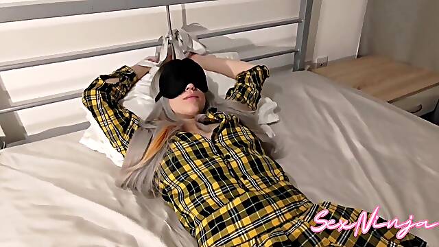 Step Mom tied herself to the bed and waiting for Dad