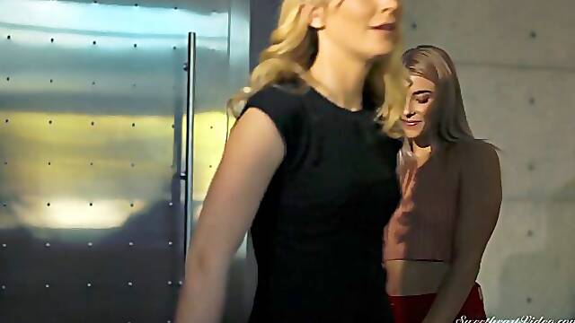 Sweet blonde lesbians, Mona Wales and Nikki Peach are often eating each other's pussy on the couch