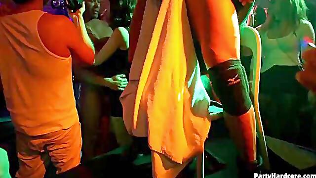 Spoiled college girls are dancing in the night club and having sex with random guys