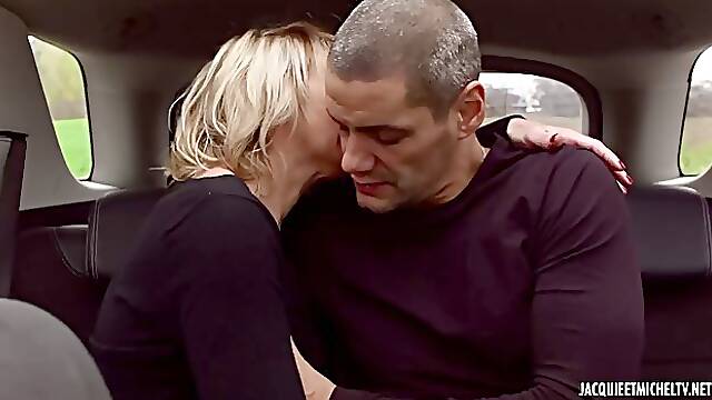 Mature blonde lady in black stockings, Auisa Belle got fucked in the ass, in her car