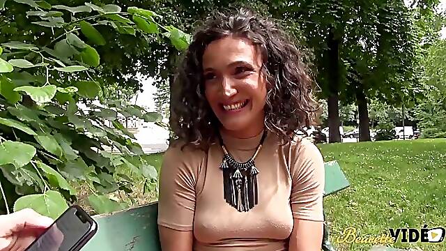 Small tits brunette girl gets fucked with cum in her mouth