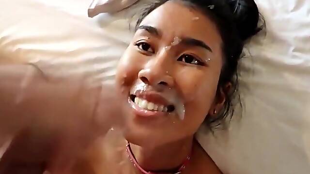 Thai slave slut getting fucked with massive cum dumps blowjob