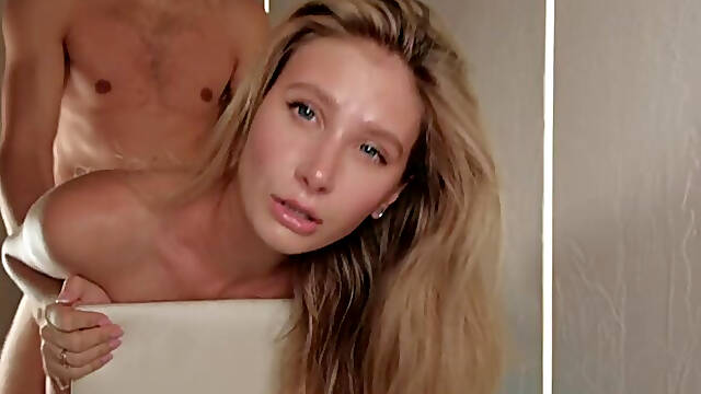 Secretary stepmom gives a sloppy blowjob and shows off her big tits