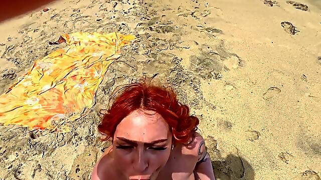 Risky Beach POV: Fucking My Wife in Public, Stranger Walks