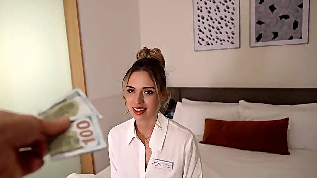 Skinny girl fucks for money