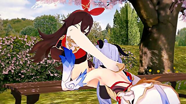 Genshin Impact manga porn 3d hermaphroditism - Amber x Futa Ganyu