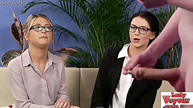 Mind-blowing femdom nymphs with spex see jerkoff