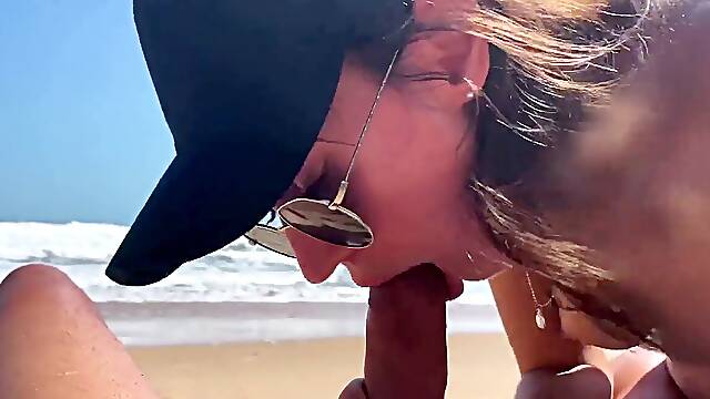 Super point of view dt From Beauty Girl in a Cap, Seashore, Naked naked Beach, Blowjob Sex Toys