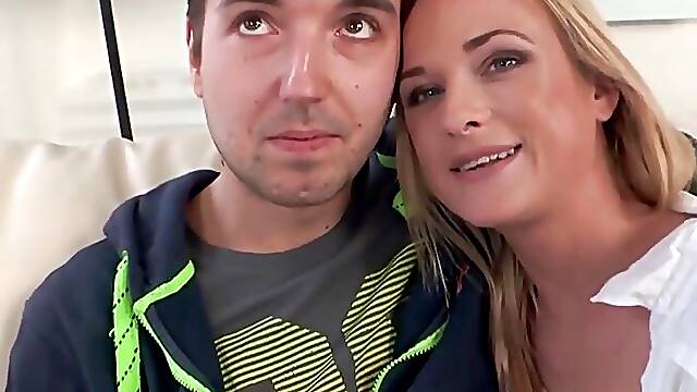 Blonde Wife Vinna Reed Trades Oral with a Guy in Front of Her Cuck