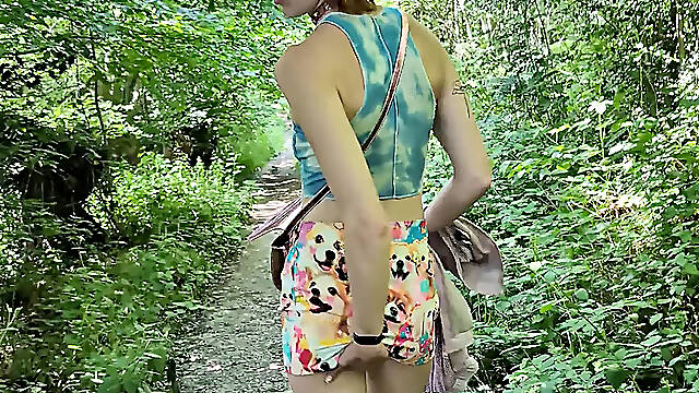 Outdoors Red Bull in My Pussy! Stretching and Walking