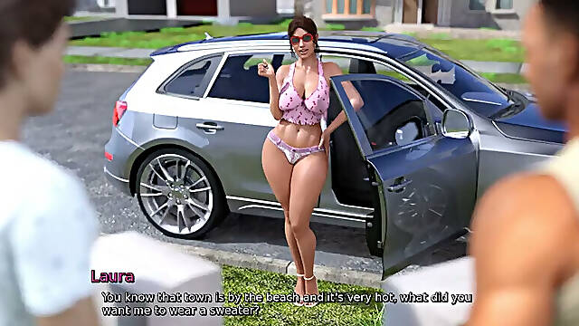 Laura Lustful Secret - Gameplay - Roleplay - Vacation - Stepmom Helps Stepson Friends to Relieve Himself