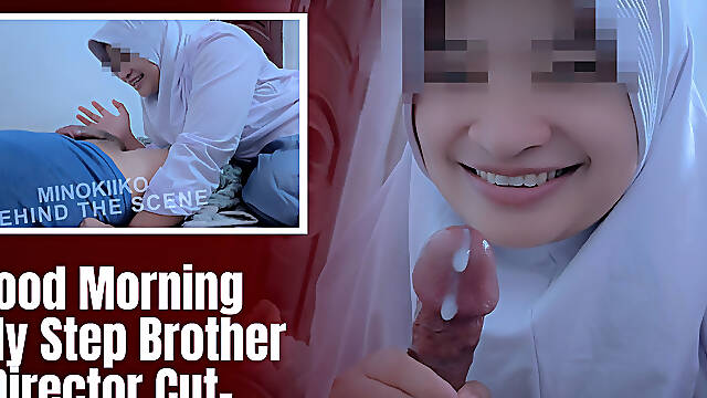 [dc] Asian Hijab Girl Shocked to See a Morning Wood From Her Step Stepbrother - Minokiiko