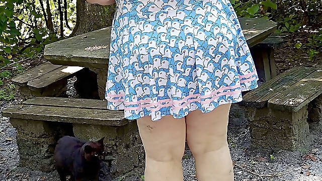 Jamdown26_da0603 - Hot Sexy BBW Walking Outdoors in the Park Wearing Mini Dress and Heels